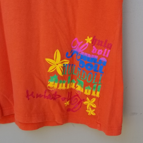 Women's Hula Doll Orange V-Neck Medium Shirt - Picture 4 of 4